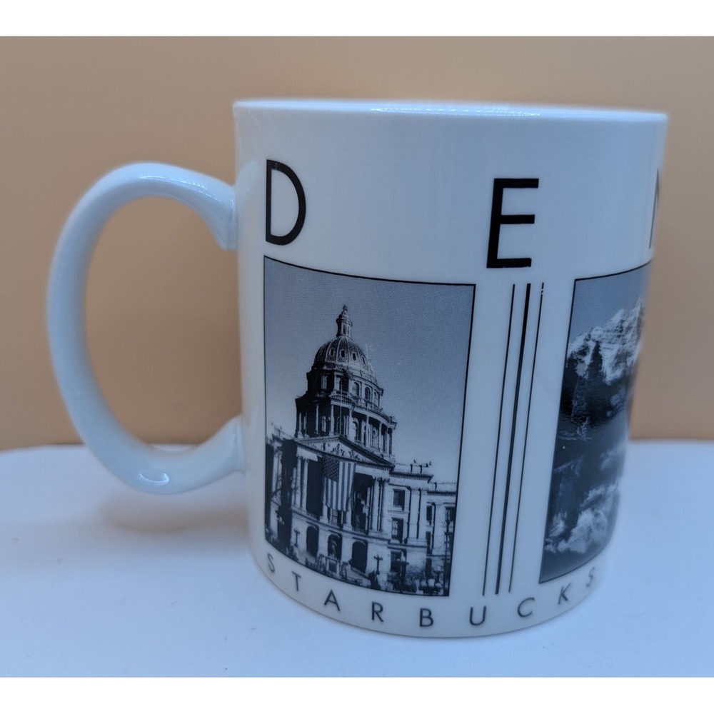 Starbucks Barista City Scenes Series Denver Mug 2003 Black White Coffee Cup